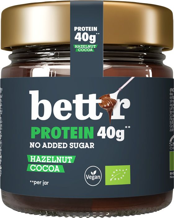 Bett'r Proteinpålegg med hasselnøtt og kakao, uten tilsatt sukker ØKO