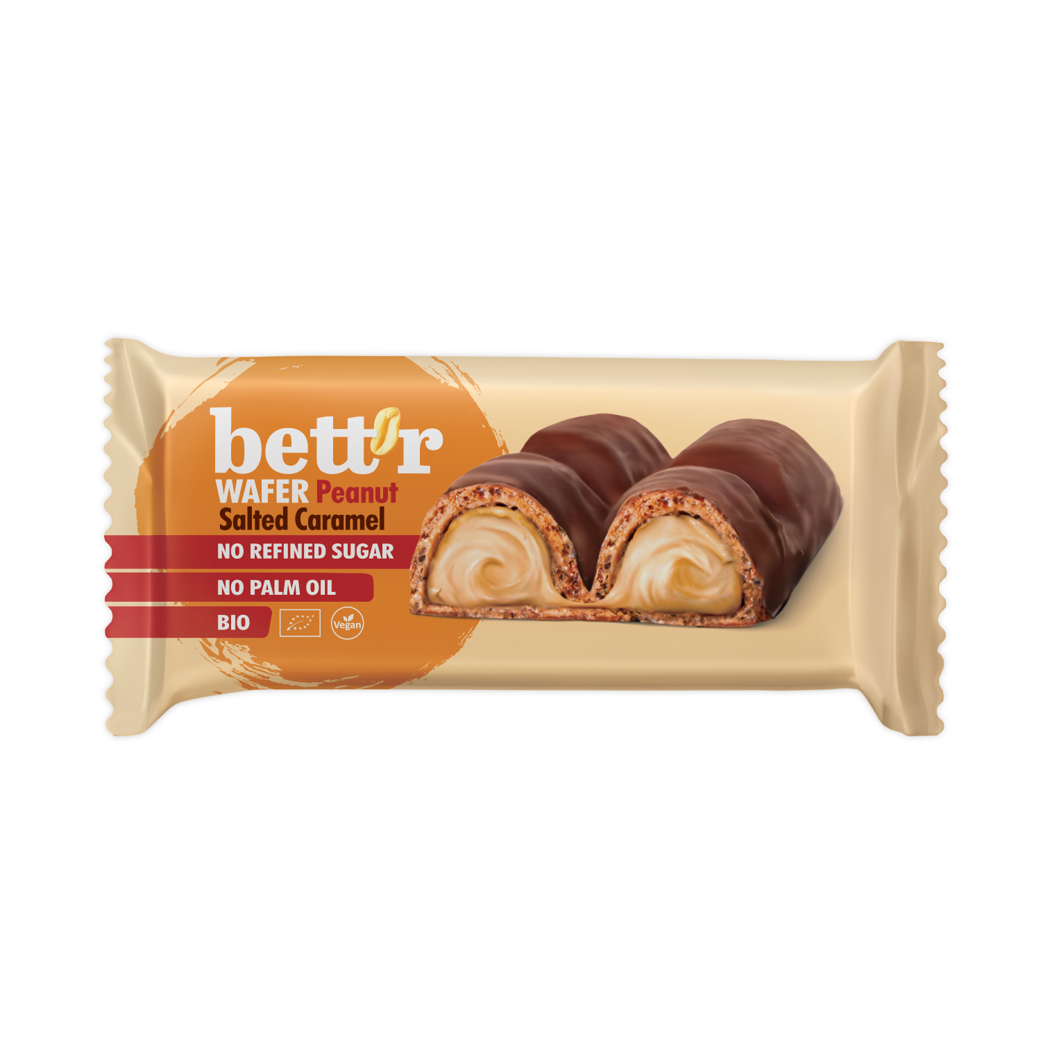 Bett'r Bio-vaffelbar med peanøtt og salt karamell ØKO