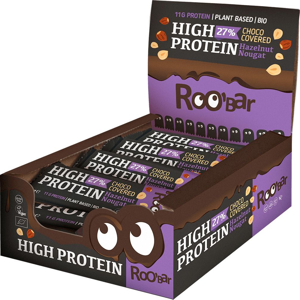 Roo'bar Protein Hasselnøtt med sjokolade 40g ØKO