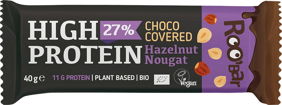 Roo'bar Protein Hasselnøtt med sjokolade 40g ØKO
