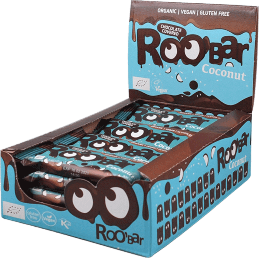 Roo'bar Kokosnøtt med sjokolade - 30g ØKO