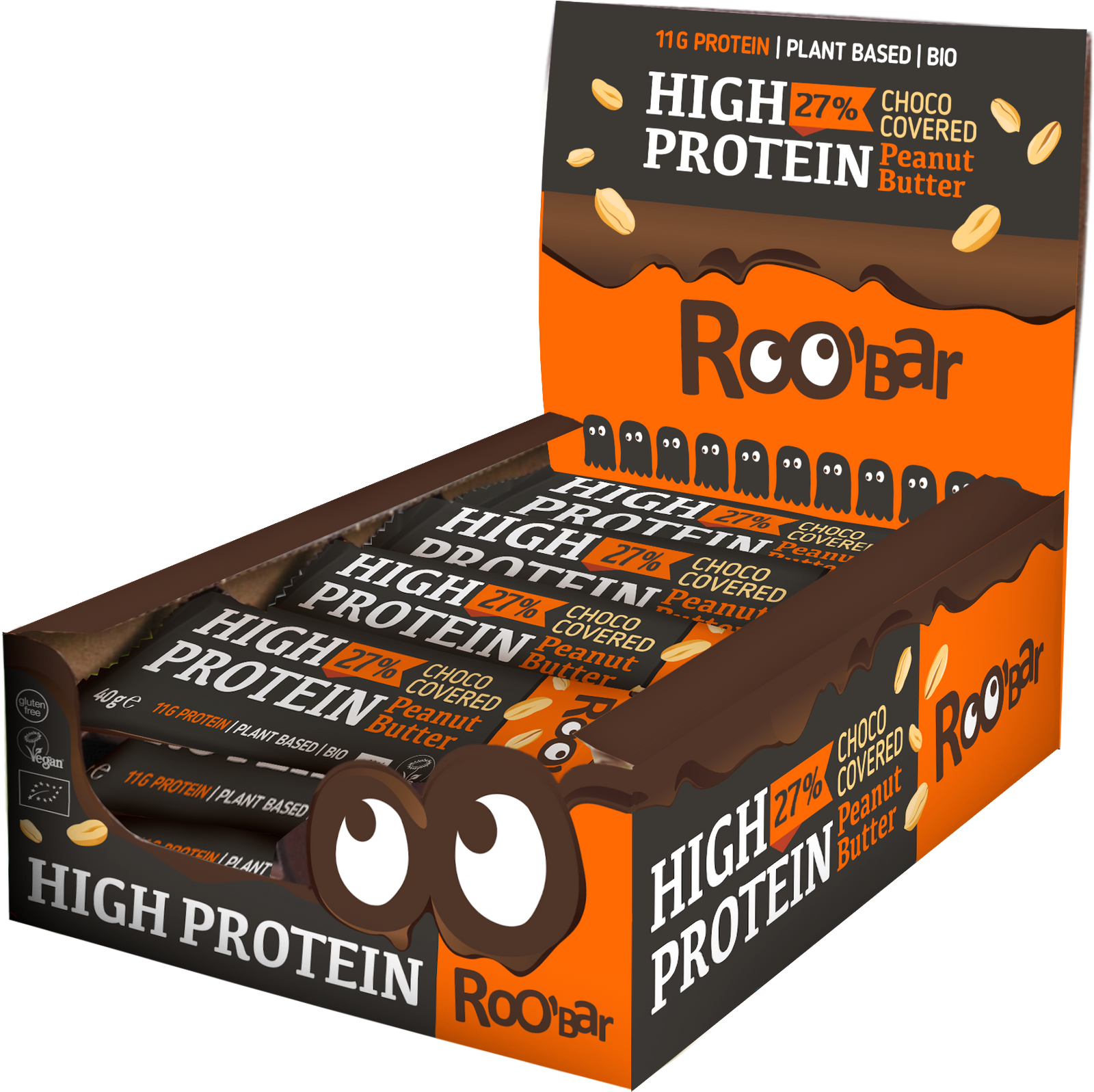 Roo'bar Protein Peanøtter med sjokolade 40g ØKO